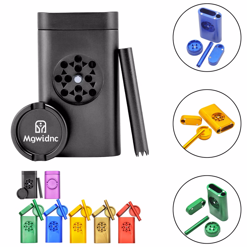 Metal Pipe Grinder Set with Detachable Aluminum Tobacco Box, Ashtray