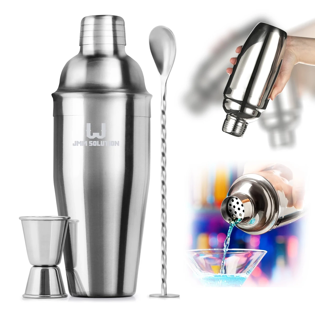 24Oz Stainless Steel Martini Shaker Drink Mixer Set 1