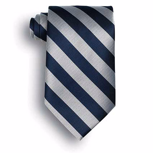 School Stripes Polyester Tie - Navy/Gray