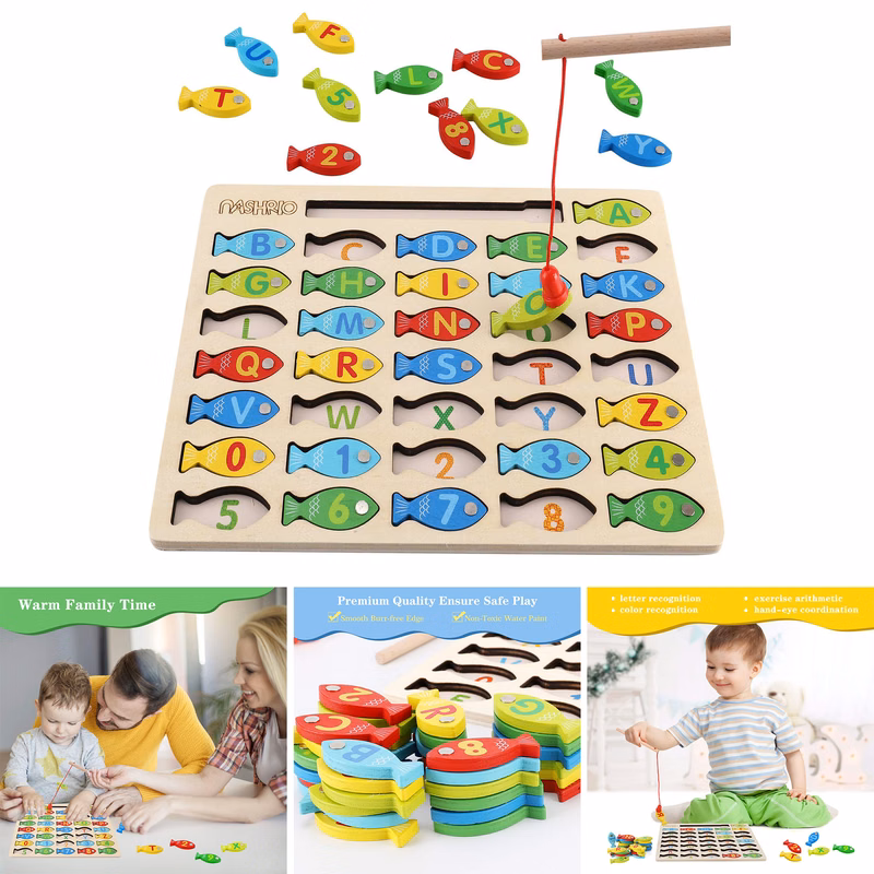 Magnetic Wooden Fishing Game Toy