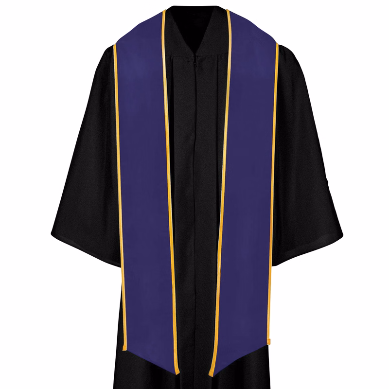 Purple 84" Graduation Stole with Gold Binding
