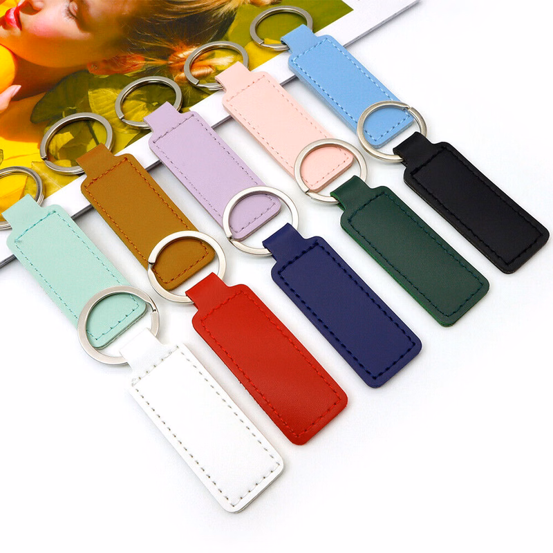 Classic Rectangle PU Leather Keychain