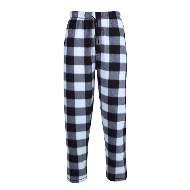 Men's Polar Fleece Pajama Pants - Size S-2XL White/Black