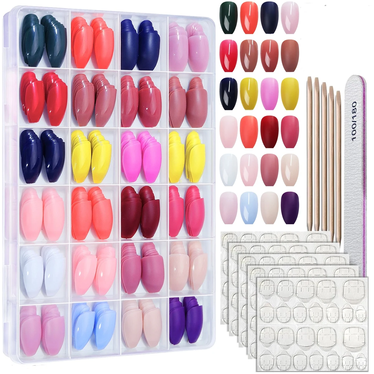 576PCS Press on Nails Almond 1