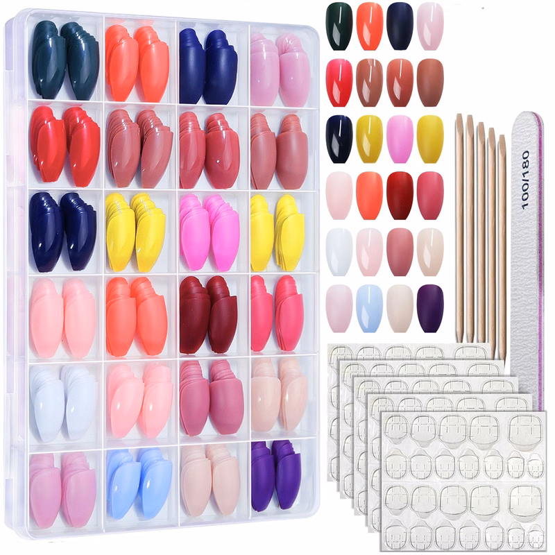 576PCS Press on Nails Almond