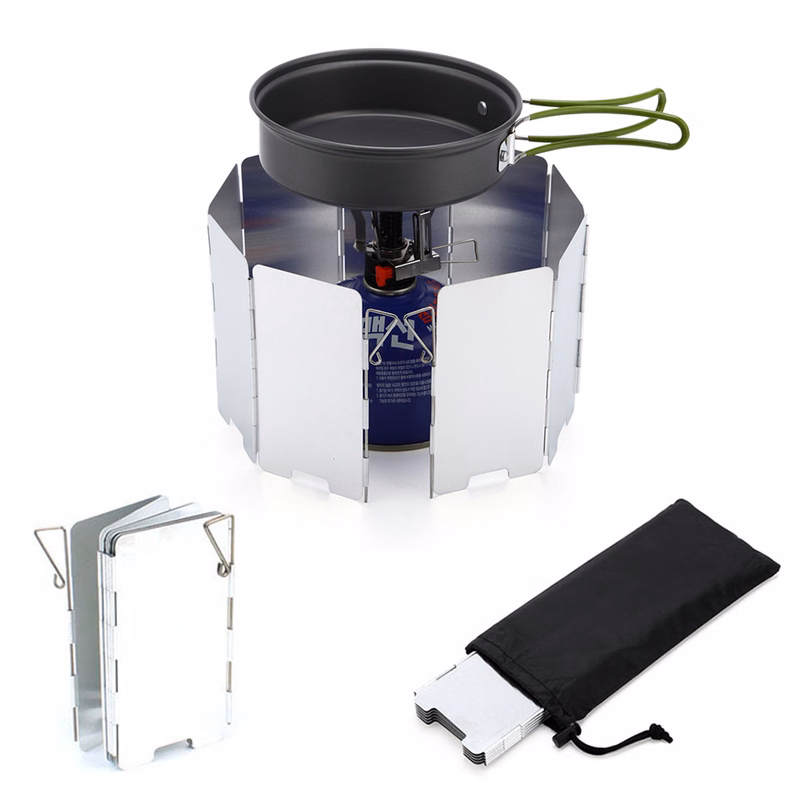 Outdoor 9 Plates Foldable Camping Stove Windshield