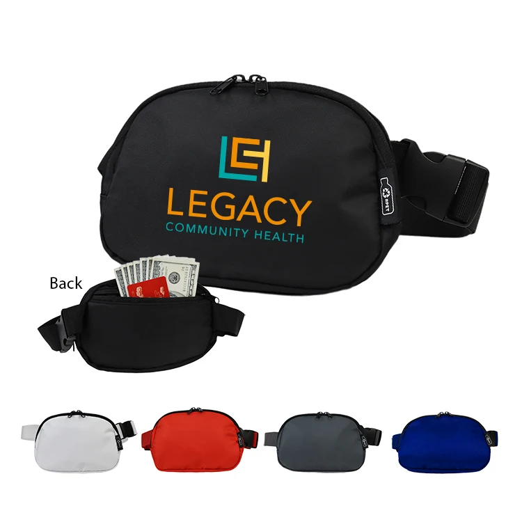 Water-Resistant 100% RPET 290D Polyester Belt Bag w/Adjustable Strap 1