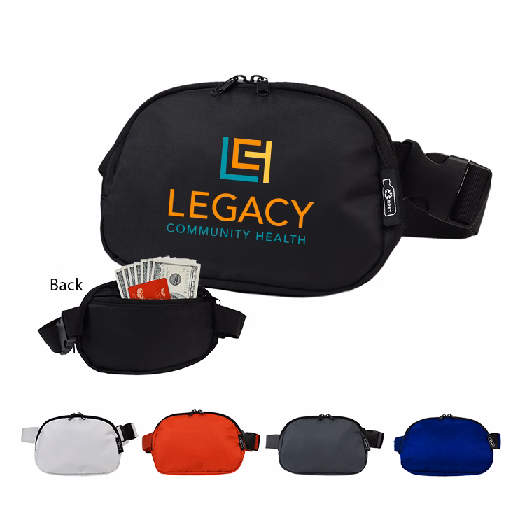 Water-Resistant 100% RPET 290D Polyester Belt Bag w/Adjustable Strap