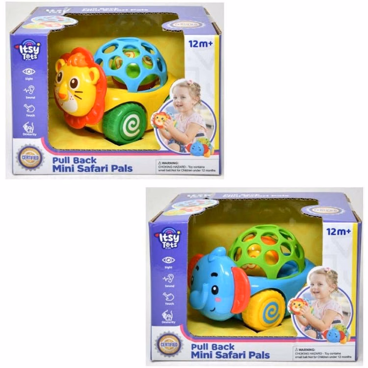 Pull Back Mini Elephant and Lion in Car