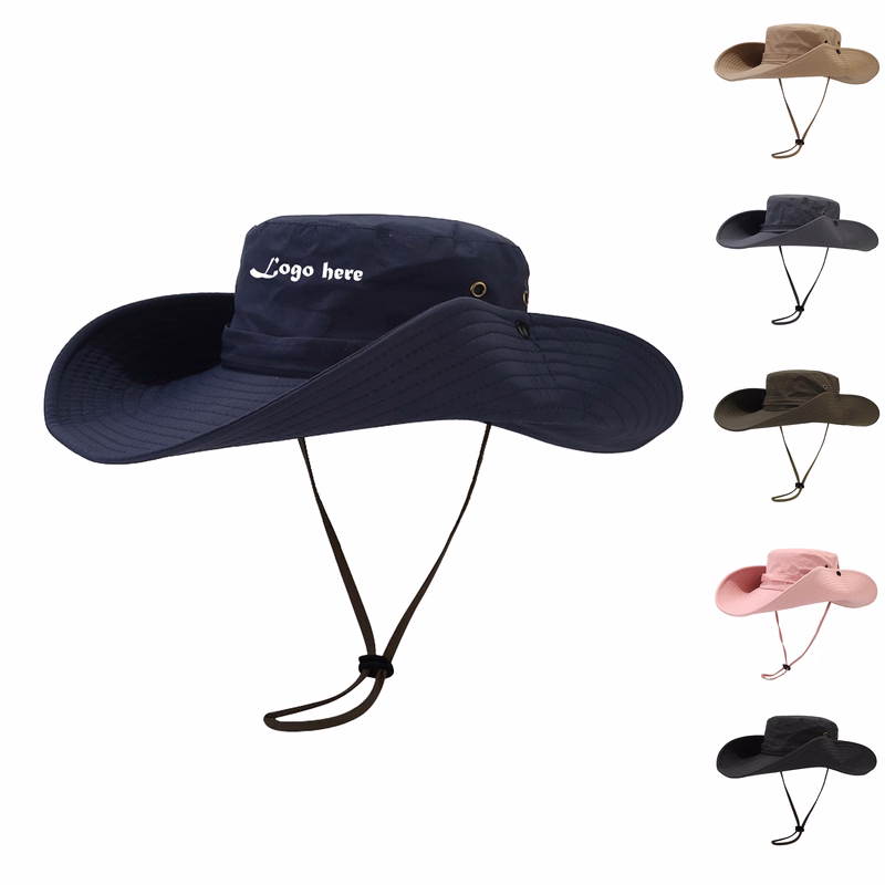 Quick-Dry Nylon Bucket Hat - 12cm Wide Brim, Adjustable Drawstring
