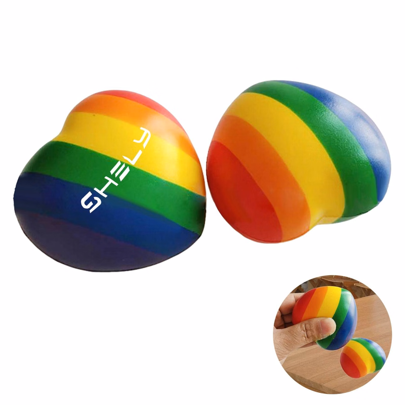 PU Rainbow Heart Stress Reliever Squeeze Ball