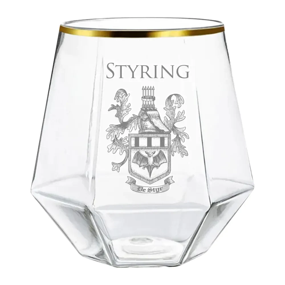 10.5oz. Gold Rimmed Diamond Wine Glass 1