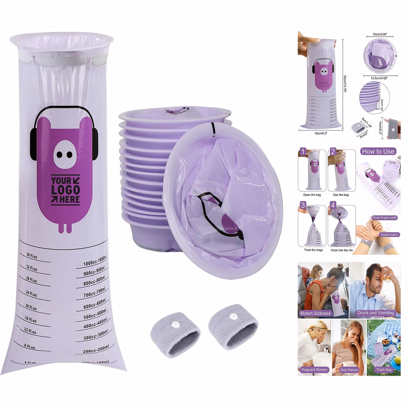 Kids Pregnant Taxis Drivers 1000ml Portable Leak Resistant Disposable Morning Sickness Vomit Bag