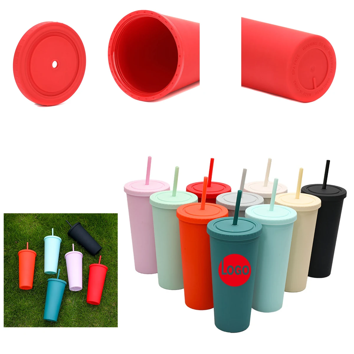 Reusable Straw Cups Customizable Logo 1