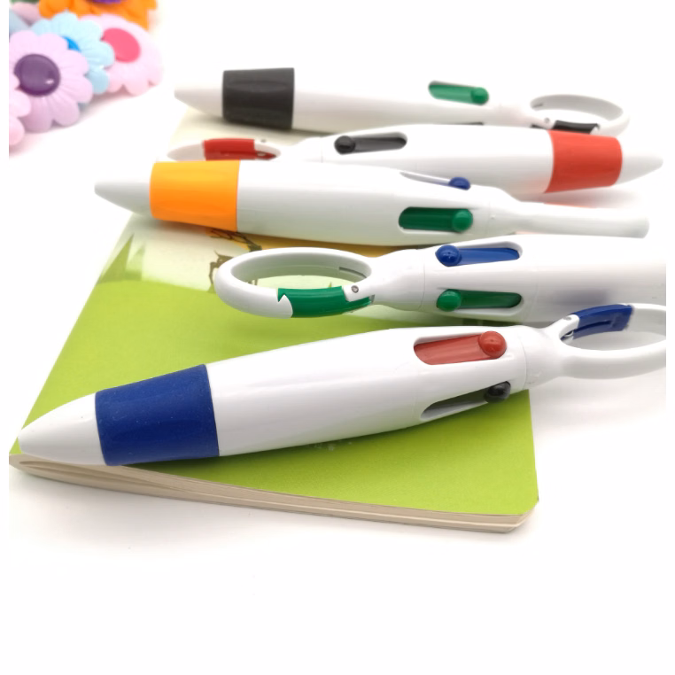 Four-color Ballpoint Pen with Carabiner