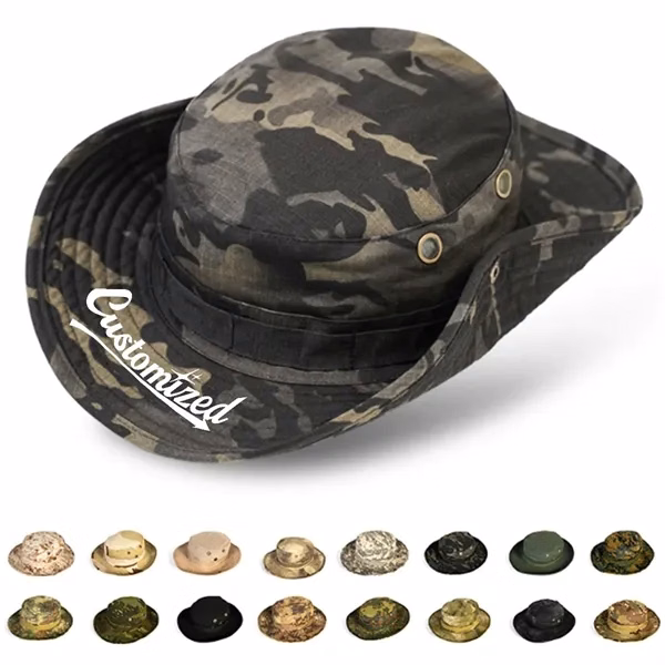 Custom Camo Boonie Hat with Wide Brim & Ventilation Eyelets — Activity & Fieldwork Gear