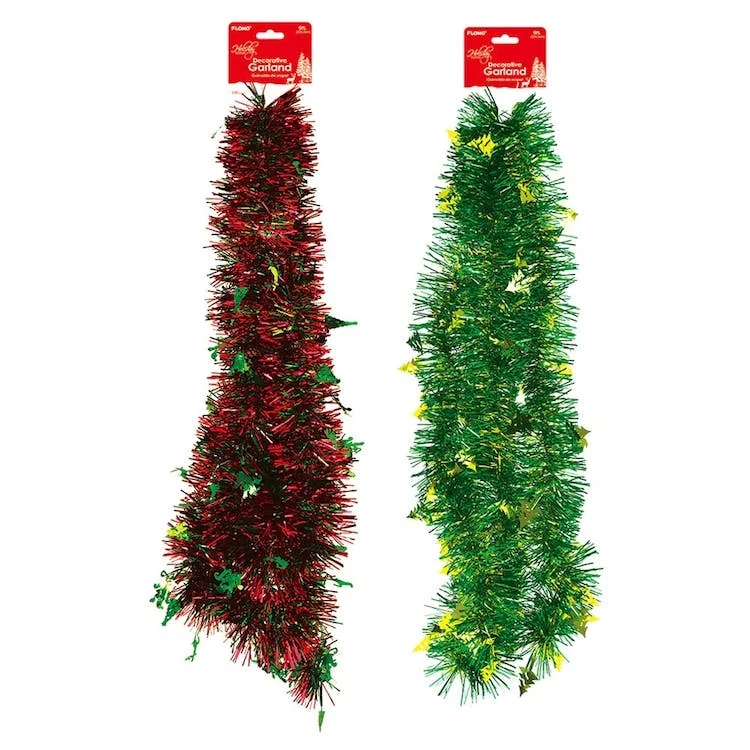 Christmas Tinsel Garlands - Red & Green 7' 1