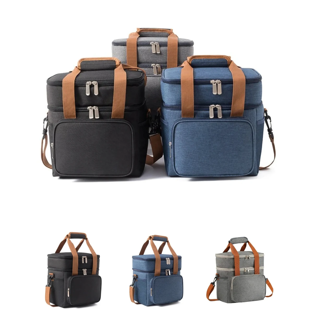 Crossbody large capacity double-layer lunch bag 1