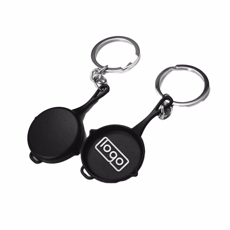 Mini Flat Pan Metal Keychain