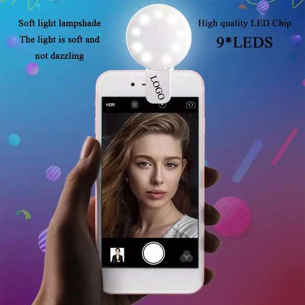 Round 9-LED Photo Selfie Fill In Light for Phone and Tablet 1