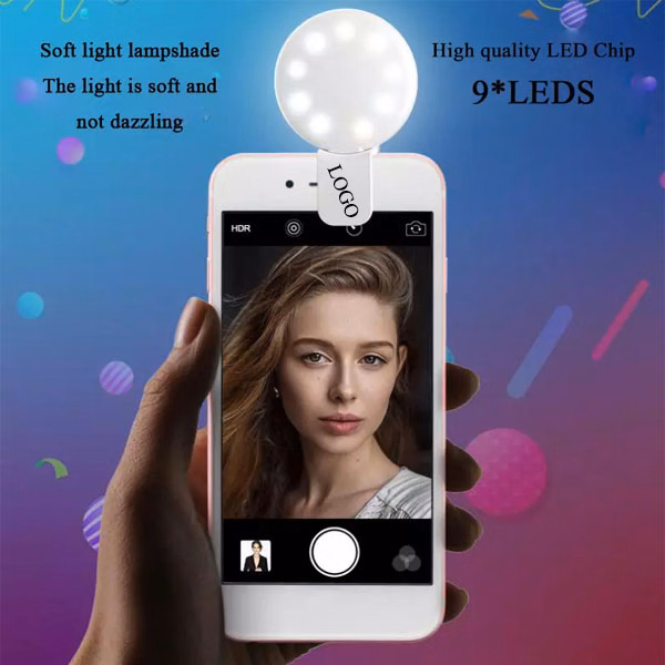 Round 9-LED Photo Selfie Fill In Light for Phone and Tablet