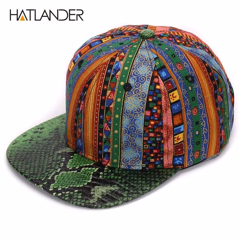 Snakeskin Brim Snapback Hat