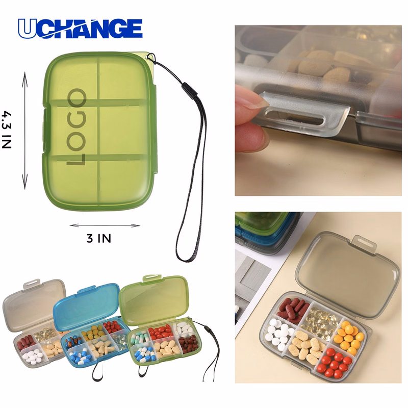 Health Convenient 6-Compartment Pill Organizer Case for Travel