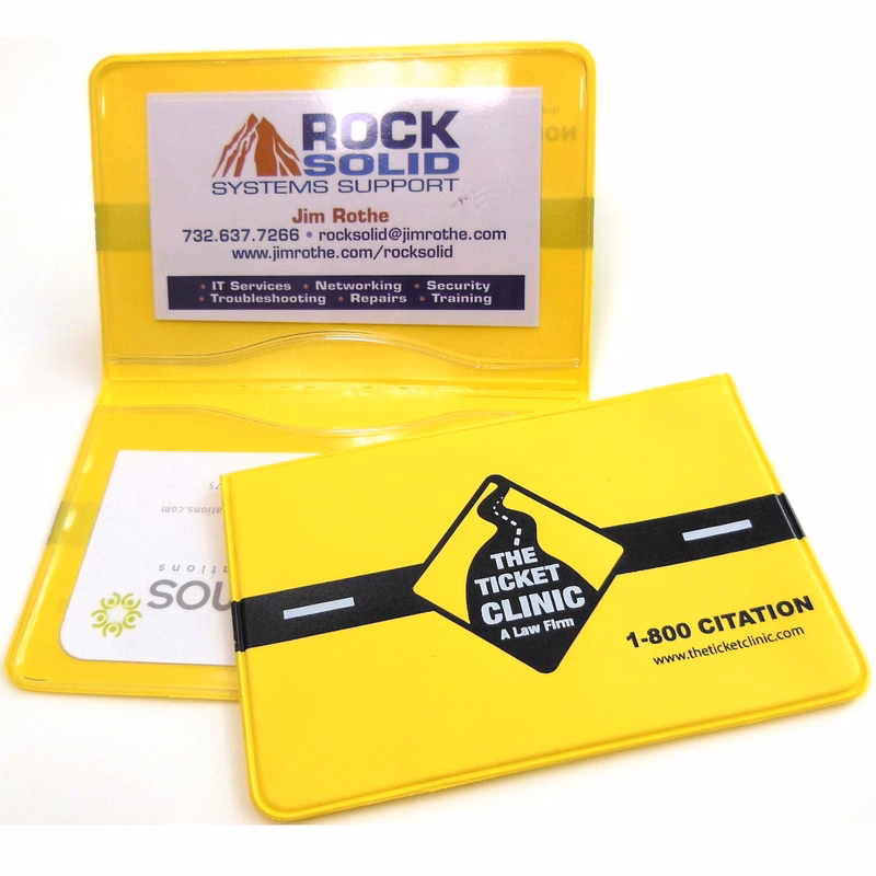 Large Wallet Style Business Card Case (2 Clear Thumb-Cut Pockets)