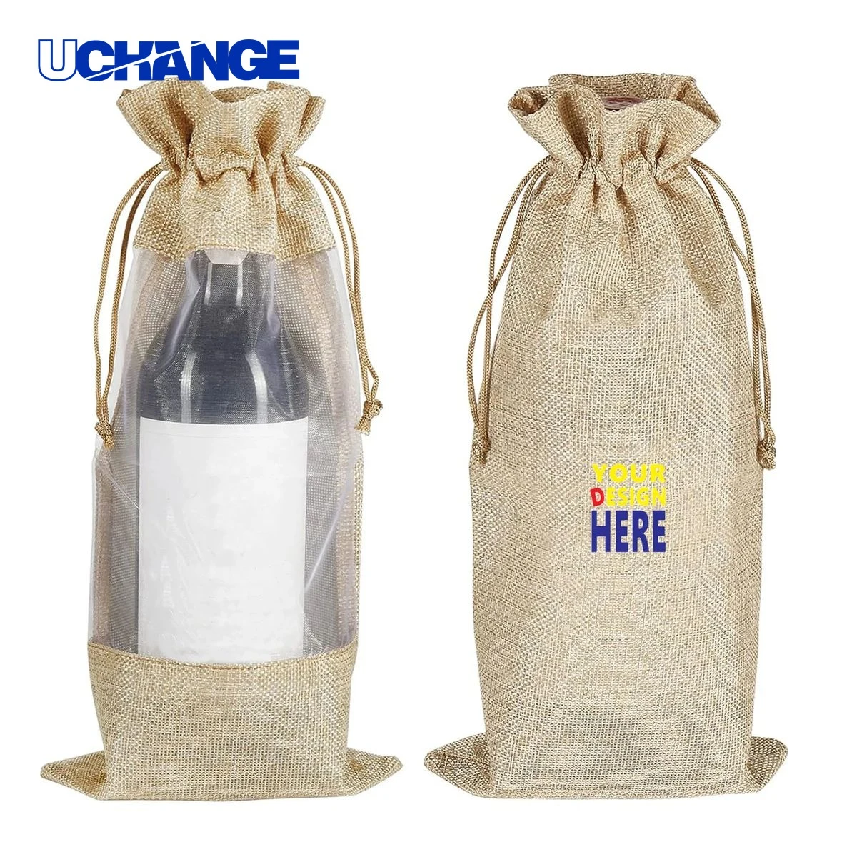 Burlap Wine Bottle Gift Bag Container (750ml) 1