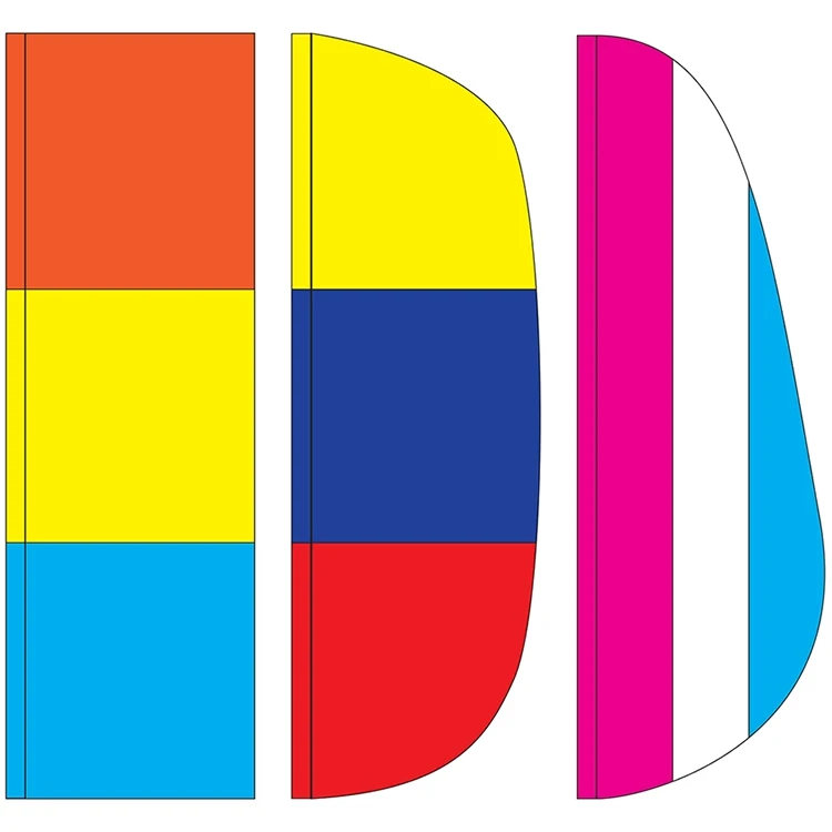 3' x 10' 3 Stripe Solid Color Feather Flags 1