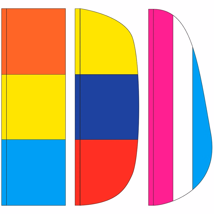 3' x 10' 3 Stripe Solid Color Feather Flags