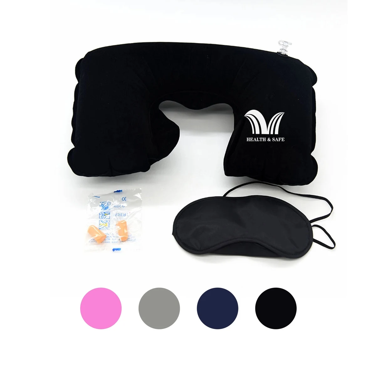 Inflatable Neck Travel Pillow + Eye Mask + Ear Plugs 3 Piece 1