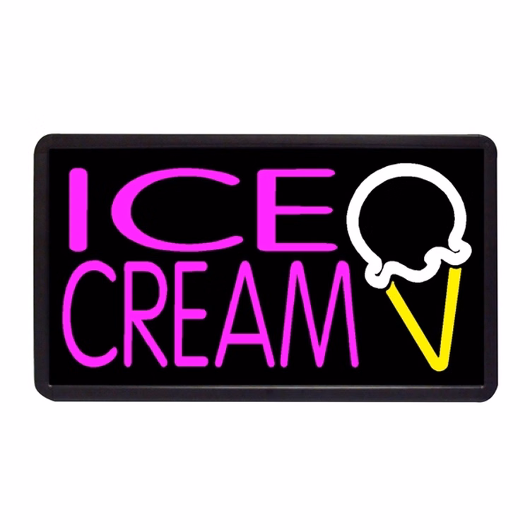 Ice Cream- Single Cone 13" x 24" Simulated Neon Sign