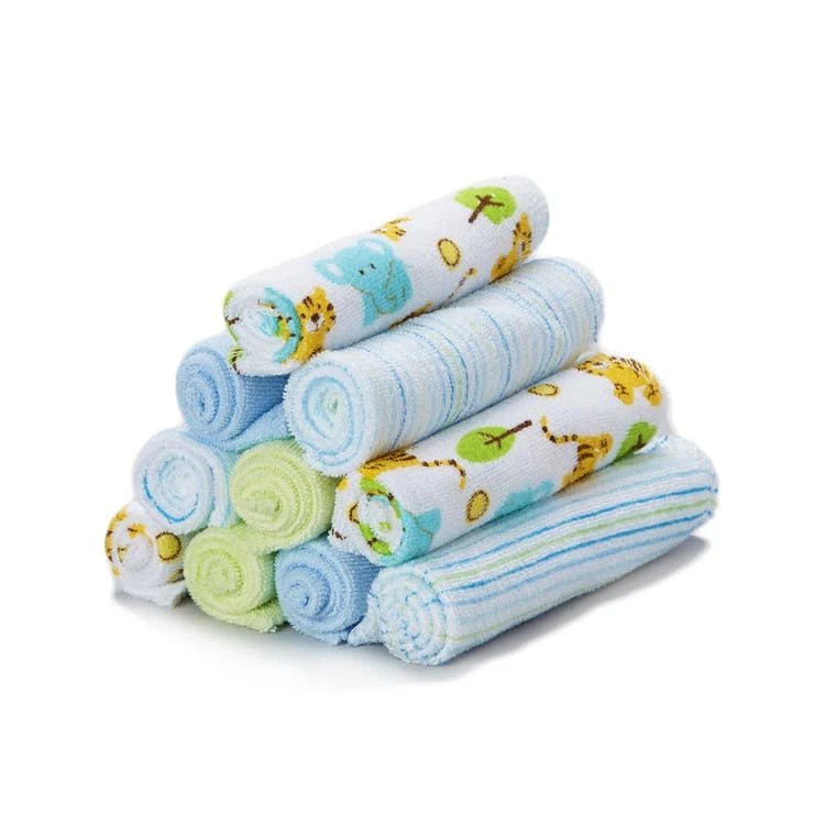 Terry Baby Washcloths - Blue Tiger 10 Pack 1