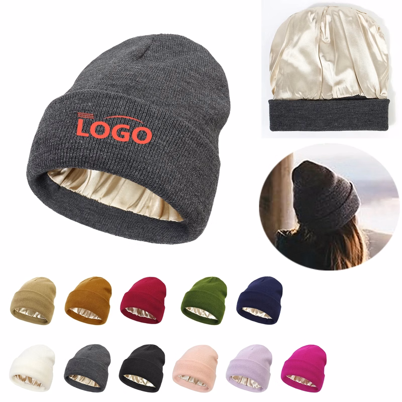 Satin Lined Knit Beanie Hat