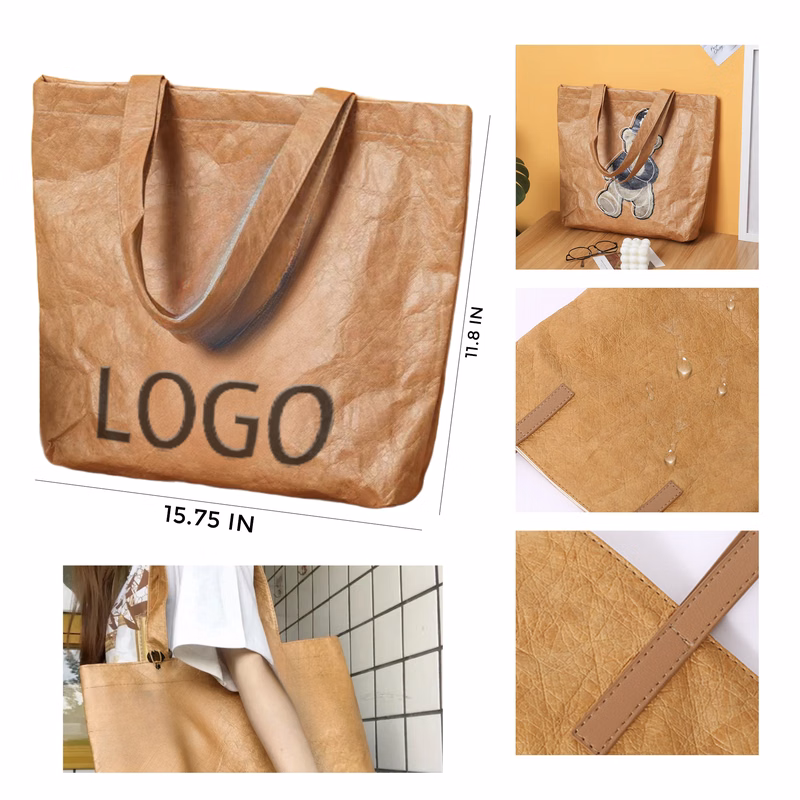 MOQ 10 PCS Stylish DuPont Paper Handbag