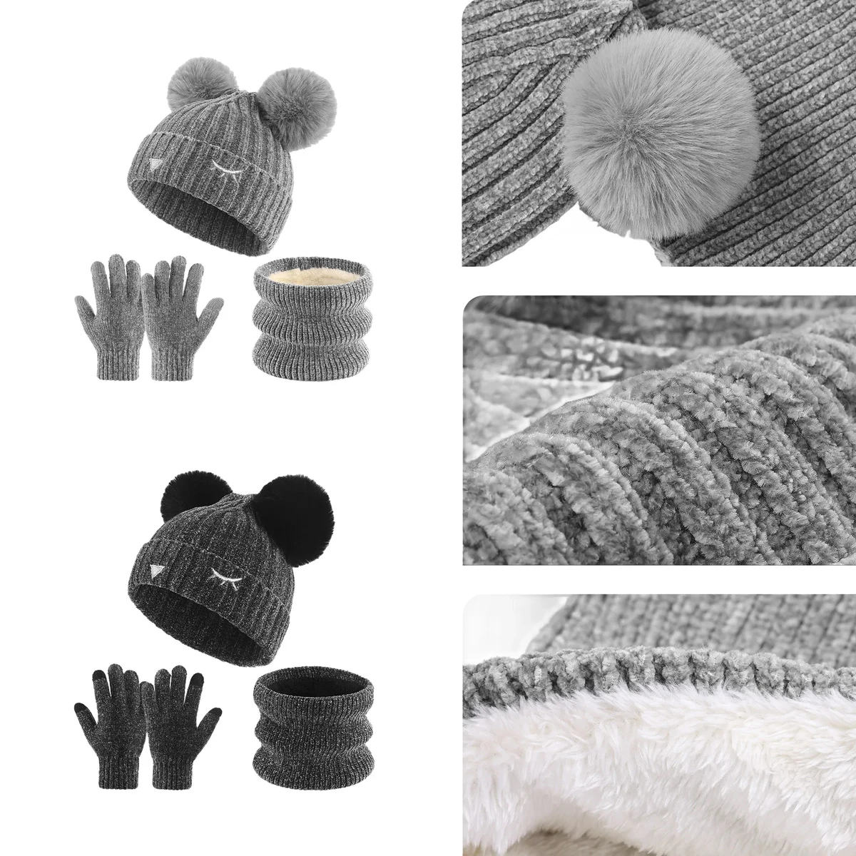 Girl Boys' Cold Weather Accessories Sets Hat Scarf Gloves 1