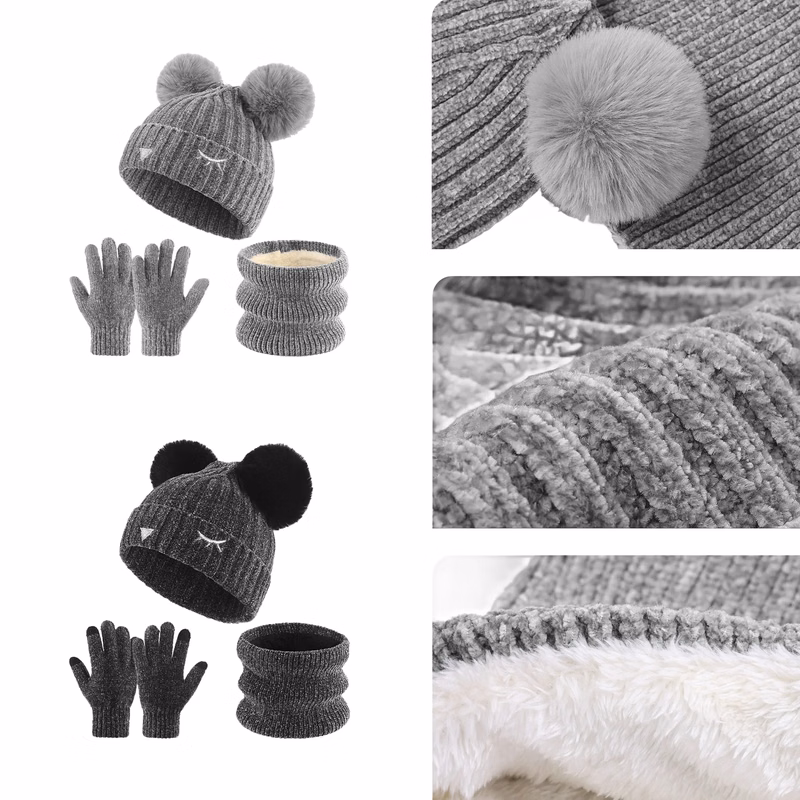 Girl Boys' Cold Weather Accessories Sets Hat Scarf Gloves