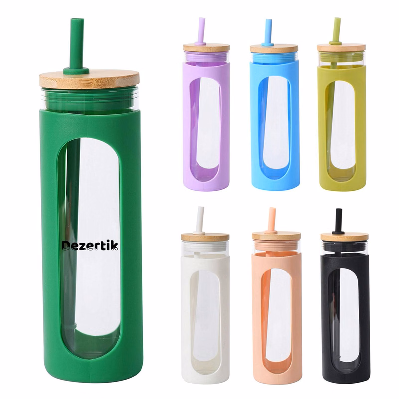 20 oz BoroSip Nomad -Wood Lid & Straw Portable Glass Tumbler