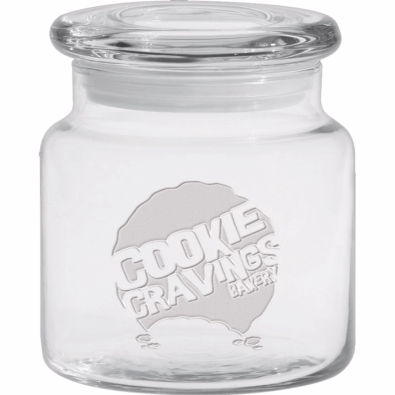 16 oz. Apothecary Jar with Flat Lid - Deep Etched