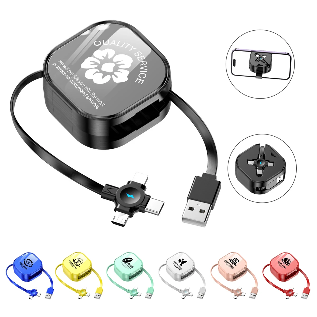 Retractable Phone Holder And 3-In-1 Data Cable 1