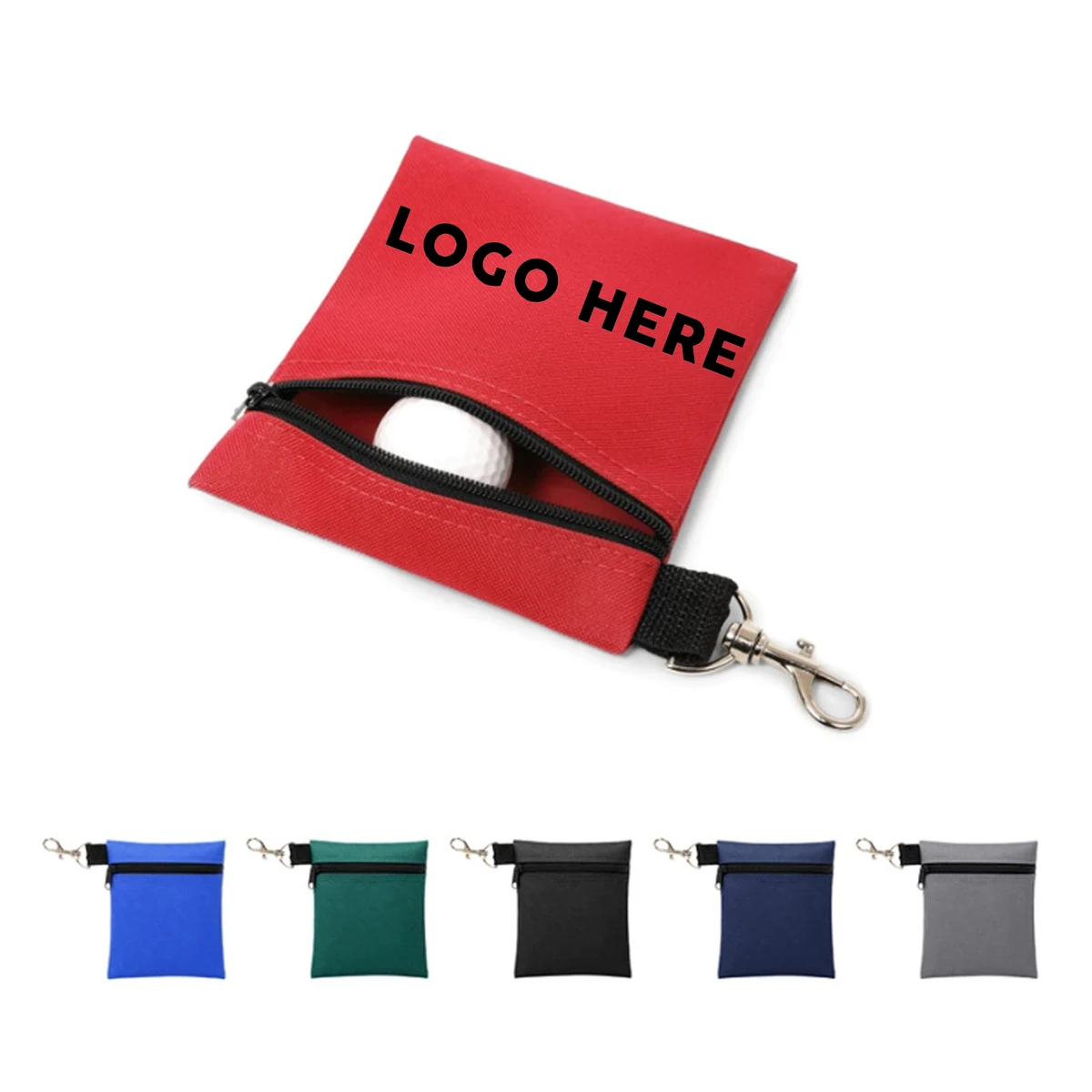 Golf Tee Pouch Zipper Golf Ball Bag with Clip 1