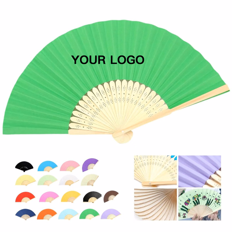 15in Folding Hand Fan with Bamboo Ribs