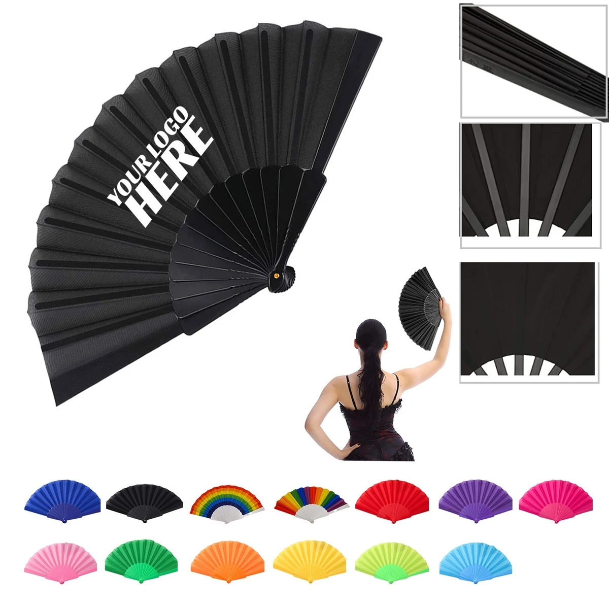 Nylon Cloth Folding Hand Fan 1