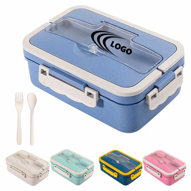Wheat Straw Bento Lunch Box with Cutlery MOQ 10