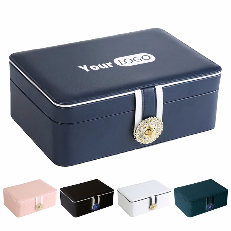 Pu Elegant Jewelry Box With Decorative Clasp