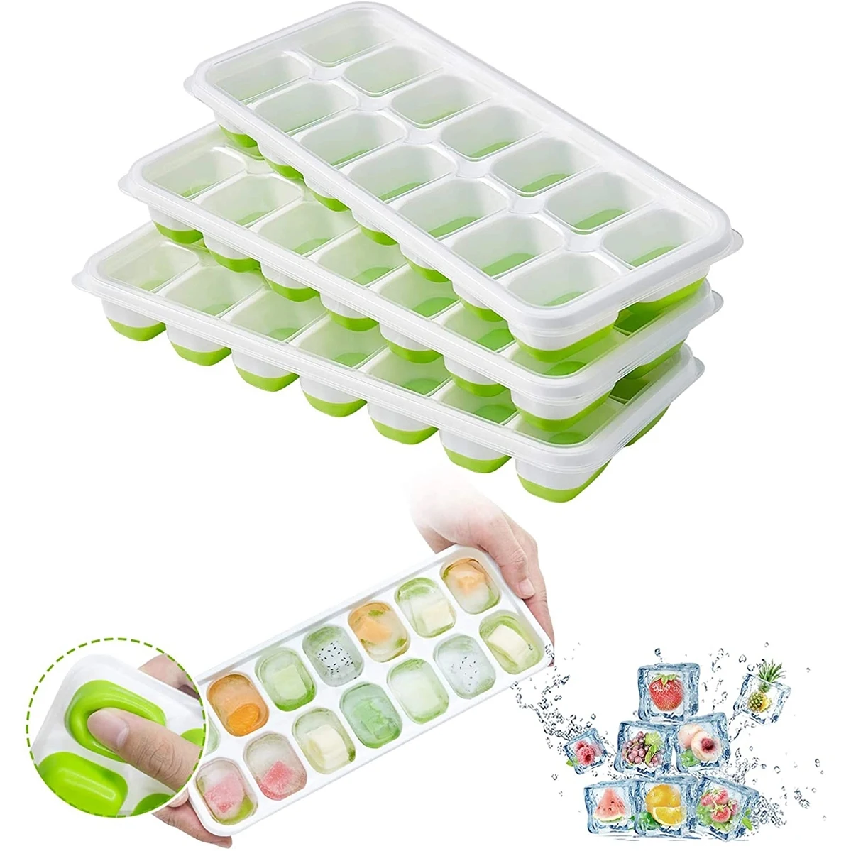 Silicone Ice Cube Trays with Lid 1
