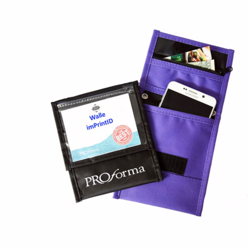 NYLON TWO TONE FRONT FLAP POCKET NECK WALLET WITH SIX POCKETS
