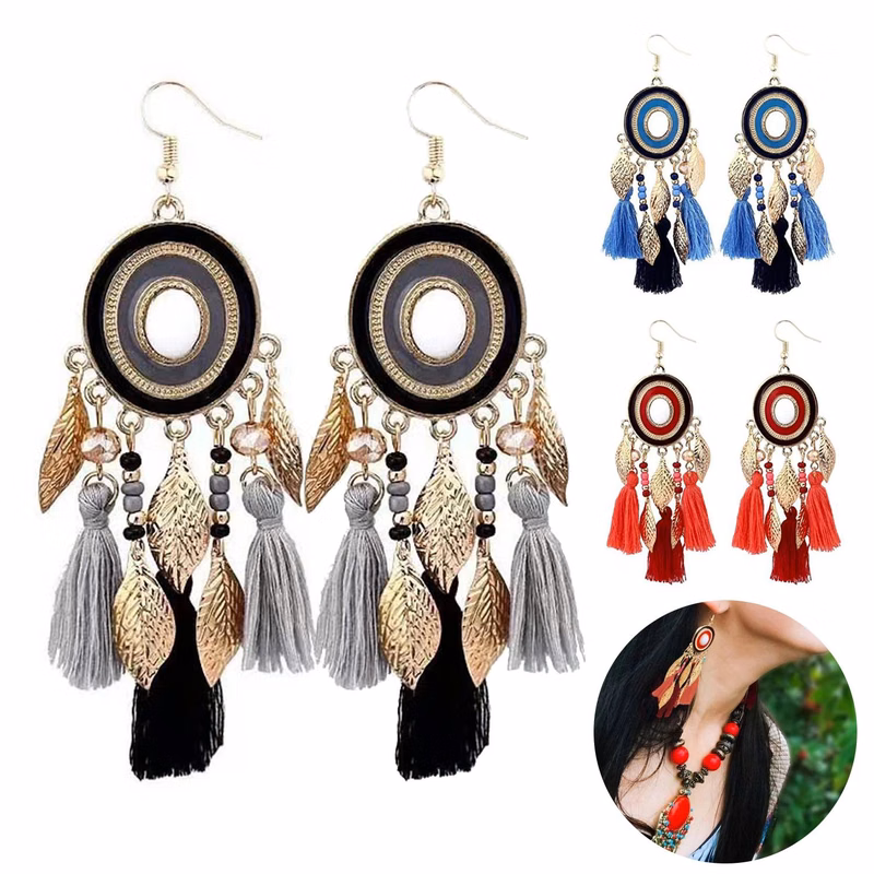 Alloy Bohemian tassel earrings