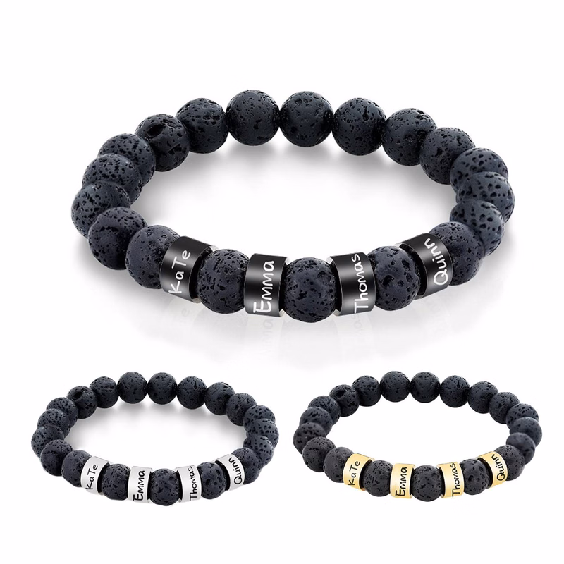 Volcanic stone bead bracelet